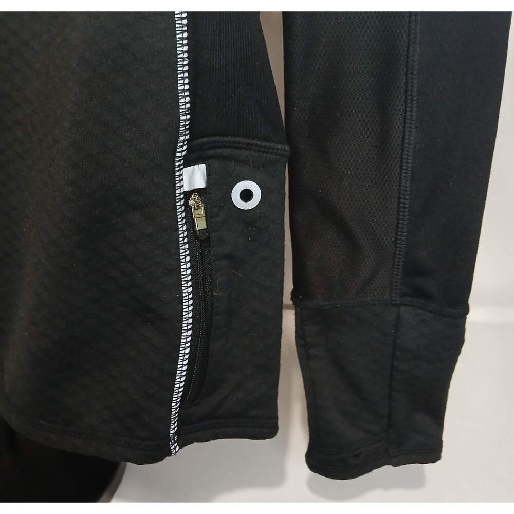 Athleta Reflective Heatzone Running Shirt Black Small Long Sleeve Zipper Pocket - Picture 5 of 10